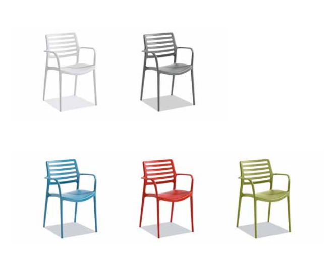 Niehoff Garden Säulentisch Balkontisch Gartentisch "Rimini" Set mit 4 x Stapelstuhl "San Remo"