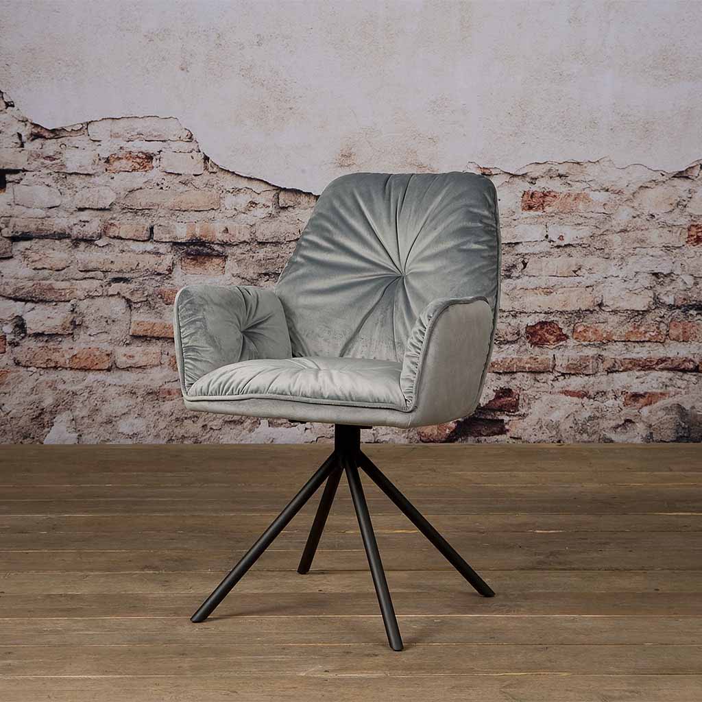 Polstersessel Palma mit Armlehnen – Samt Esszimmerstuhl grau