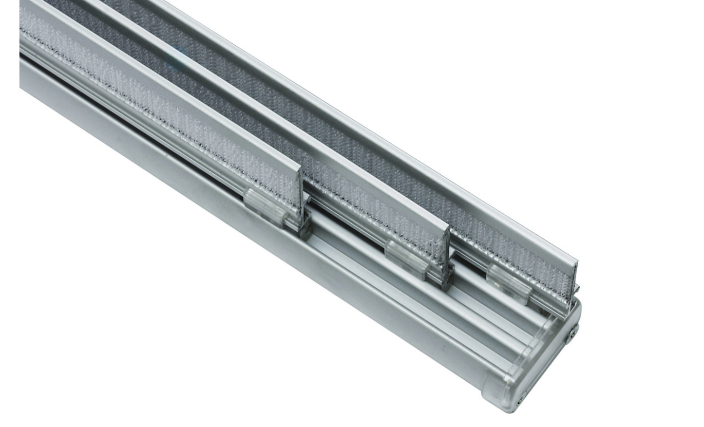 Komplett-Set für Flächenvorhang Atlanta silber 3-läufig 260 cm eine Schiene Aluminium