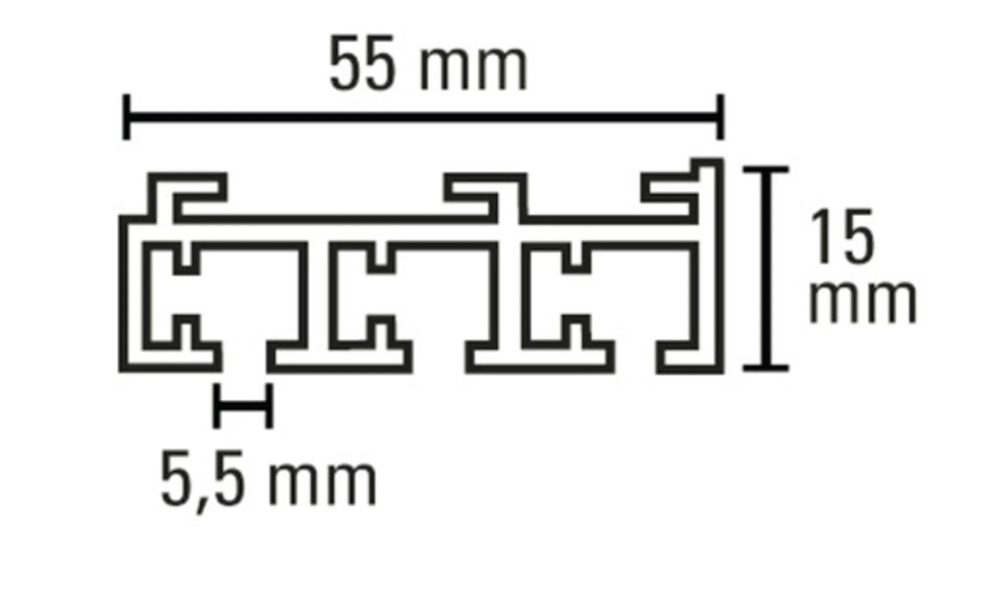 Komplett-Set für Flächenvorhang Atlanta silber 3-läufig 260 cm eine Schiene Aluminium
