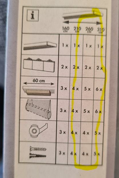 Komplett-Set für Flächenvorhang Atlanta silber 3-läufig 260 cm eine Schiene Aluminium
