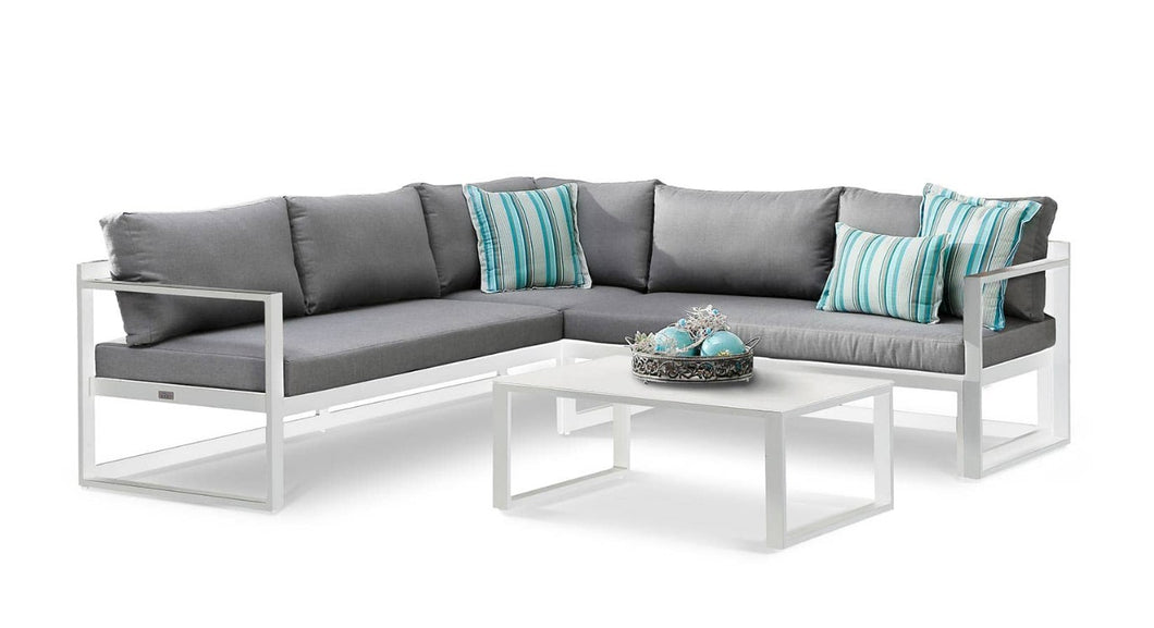 Aluminium Lounge für bis zu 5-Personen in weiss und grau