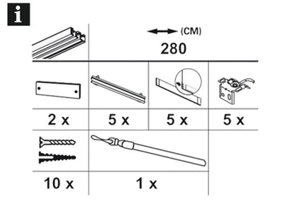 Gardinia Flächenvorhangschiene Komfort Komplett-Set 4 oder 5-läufig Weiß 225 cm oder 280 cm