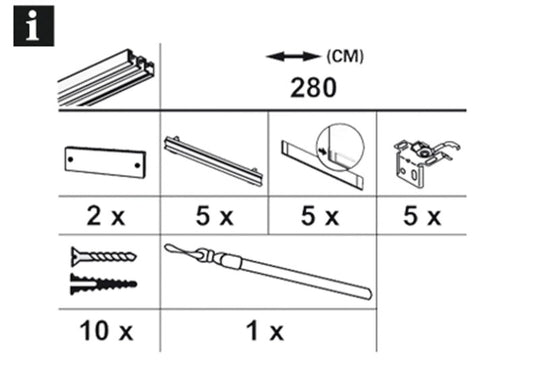 Gardinia Flächenvorhangschiene Komfort Komplett-Set 4 oder 5-läufig Weiß 225 cm oder 280 cm