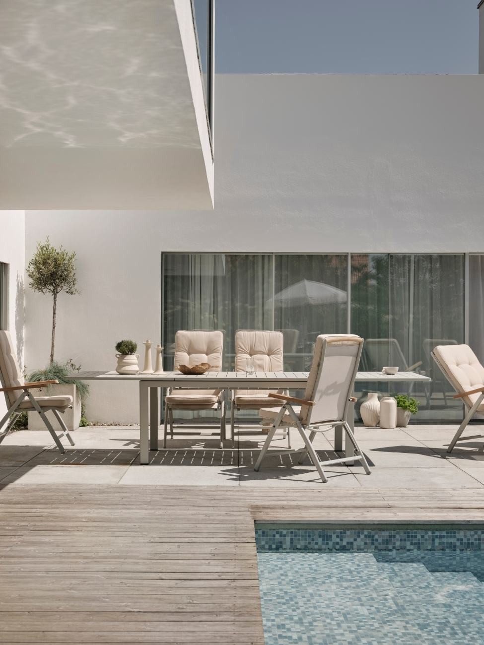 Gartentisch / Esstisch Lomma XL, 260-380x100 cm, Hellgrau