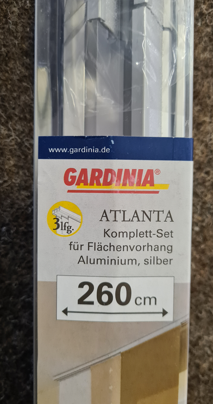 Komplett-Set für Flächenvorhang Atlanta silber 3-läufig 260 cm eine Schiene Aluminium