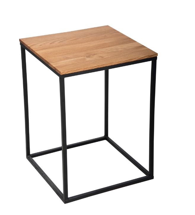 Beistelltisch "Kay", Wildeiche geölt , Eisen pulverbeschichtet