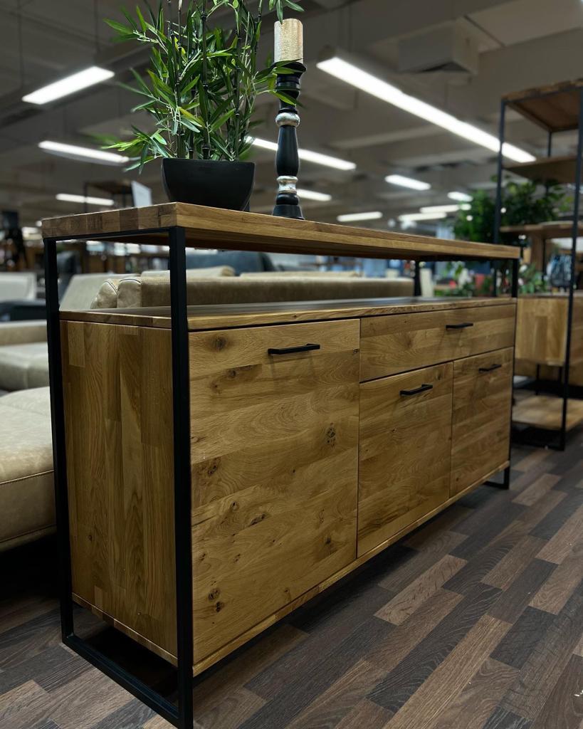 Sideboard, Anrichte, Kommode "Oslo" - Eiche massiv geölt, in 2 Größen und 2 Varianten