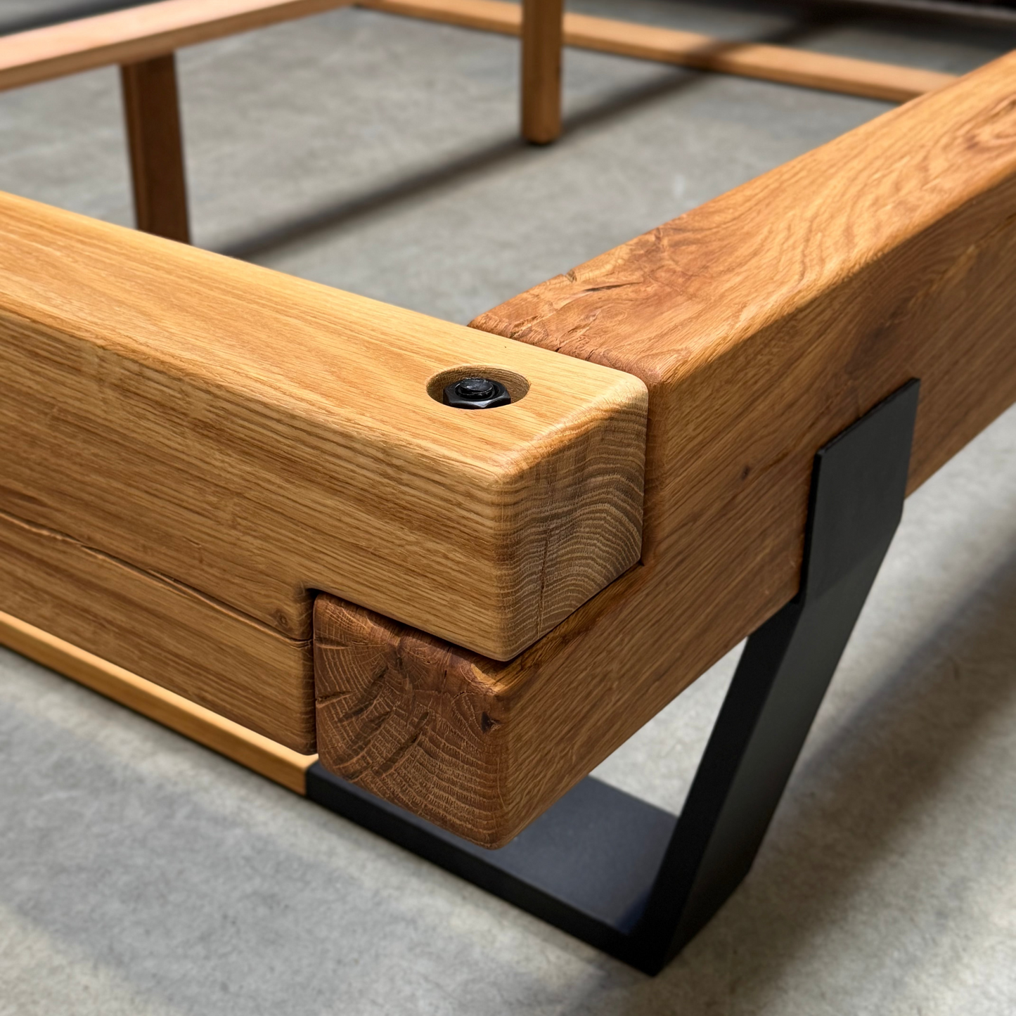 Balkenbett Eiche Massiv