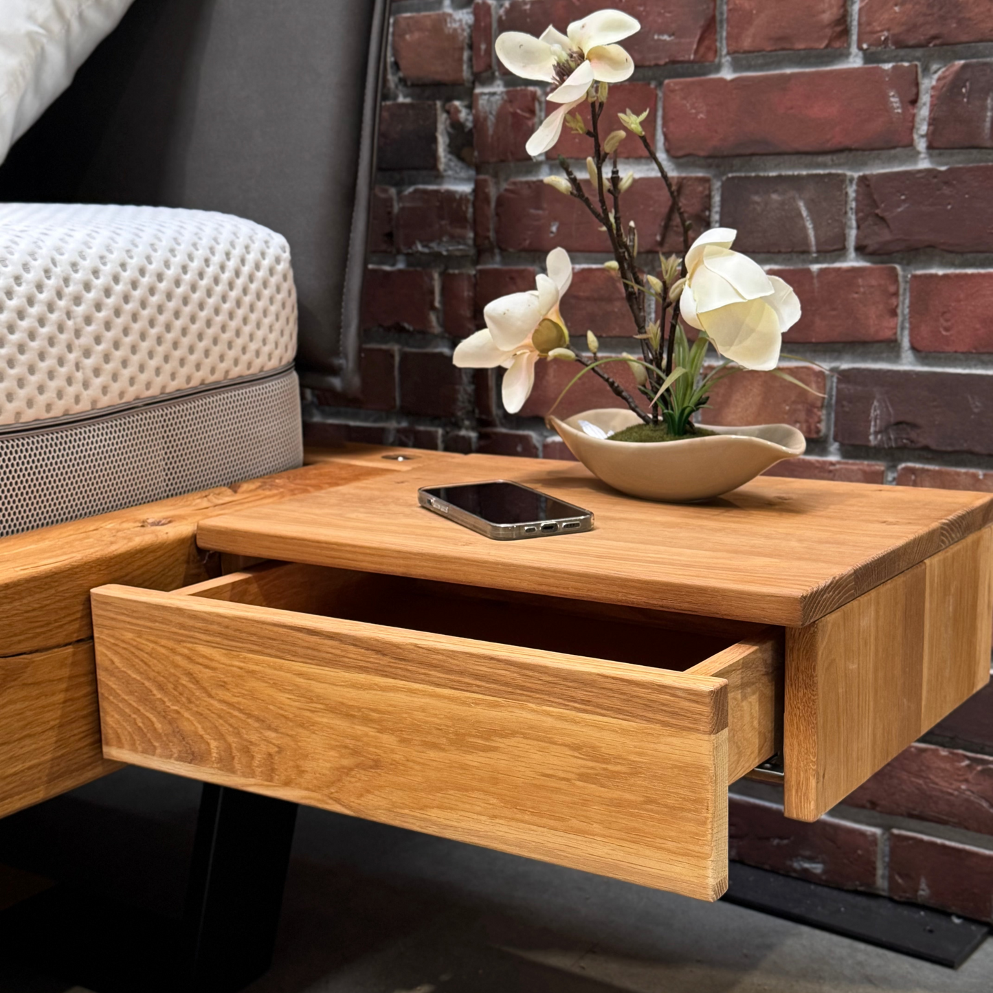 Balkenbett Eiche Massiv