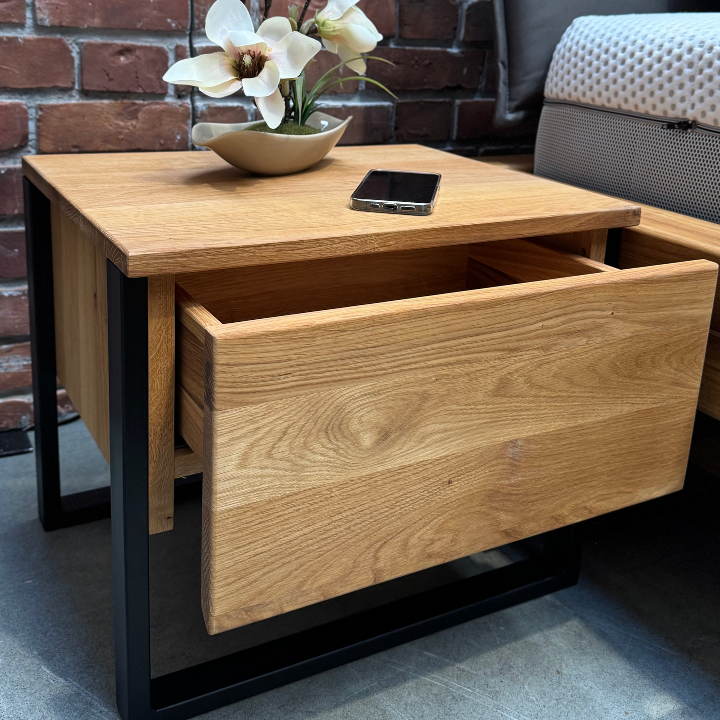 Balkenbett Eiche Massiv