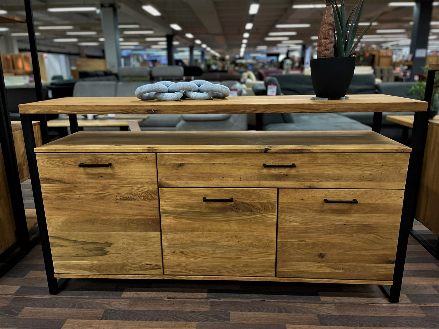 Sideboard, Anrichte, Kommode "Oslo" - Eiche massiv geölt, in 2 Größen und 2 Varianten