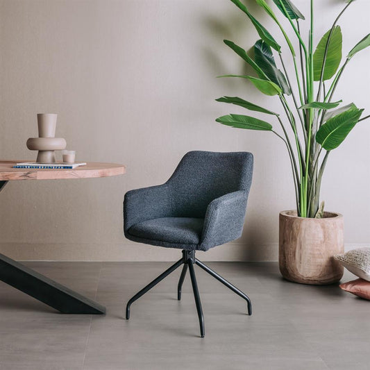 Esszimmerstuhl „Ortana" drehbar 180° – Moderner Armlehnstuhl mit Metallgestell