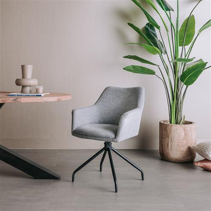 Esszimmerstuhl „Ortana" drehbar 180° – Moderner Armlehnstuhl mit Metallgestell