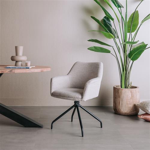 Esszimmerstuhl „Ortana" drehbar 180° – Moderner Armlehnstuhl mit Metallgestell