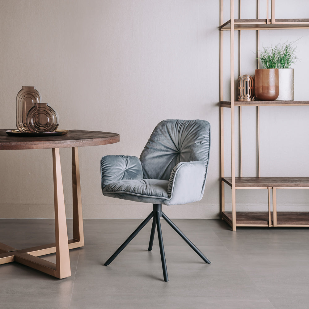 Polstersessel Palma mit Armlehnen – Samt Esszimmerstuhl grau