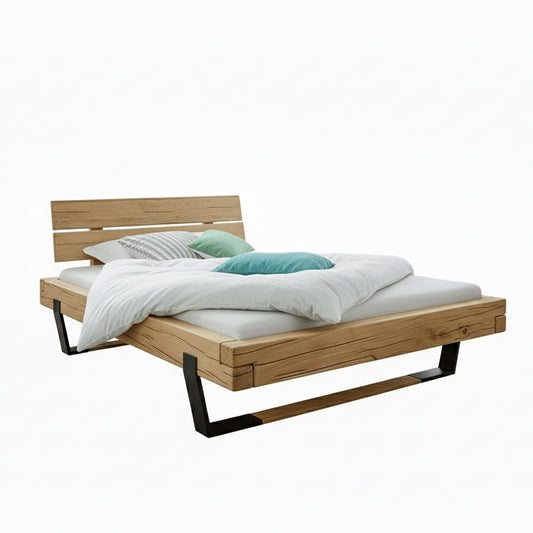 Balkenbett Eiche Massiv