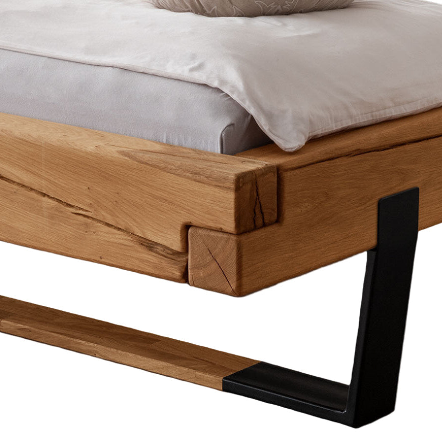 Balkenbett Eiche Massiv