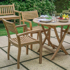 Gartentisch >Karimata< Teak klappbar 70cm rund - Grey Wash