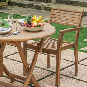 Gartentisch >Karimata< Teak klappbar 70cm rund - Grey Wash