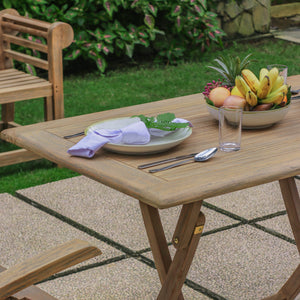 Gartentisch >Karimata< Teak klappbar 110x70cm - Grey Wash