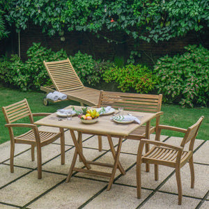 Gartentisch >Karimata< Teak klappbar 160x80cm - Grey Wash