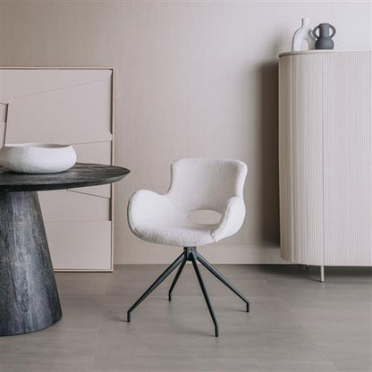 Esszimmerstuhl „Campo" 180° drehbar – Bouclé Stuhl mit Metallfuß