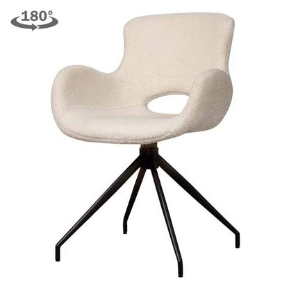 Esszimmerstuhl „Campo" 180° drehbar – Bouclé Stuhl mit Metallfuß