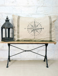 Canvas Kissen Kompass mit Ösen 70x100cm