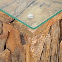 Laden Sie das Bild in den Galerie-Viewer, Deko Säule &gt;Akar&lt; Recycle Teak Holz mit Glasplatte
