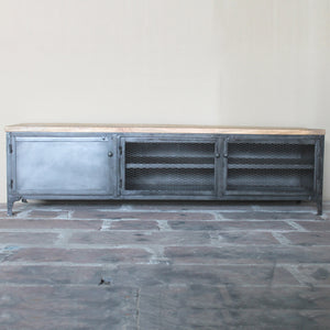 TV-Board Detroit aus Metall und Mangoholz 180 cm - 3 Türen
