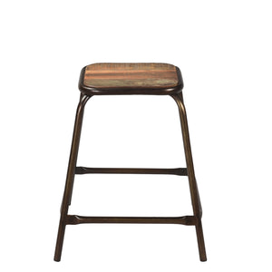 Hocker >Paris< Stuhl für Bistrotisch aus Altholz mit Metall