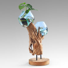 Laden Sie das Bild in den Galerie-Viewer, Teakholzwurzel &gt;Waterdrop&lt; mit Dekoglas - 2 Gläser
