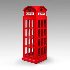 Buchregal >London< Telefonzelle Vitrine - Antique Rot