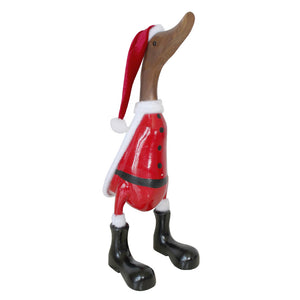 Weihnachtsente >Santa< Ente handgeschnitzt mit Schuhen - versch. Größen