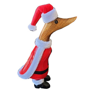 Weihnachtsente >Santa< sitzende Ente mit Schuhen handgeschnitzt