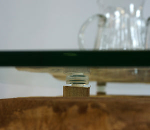 Couchtisch Akar Teak Holz mit Glasplatte - 60cm quadratisch
