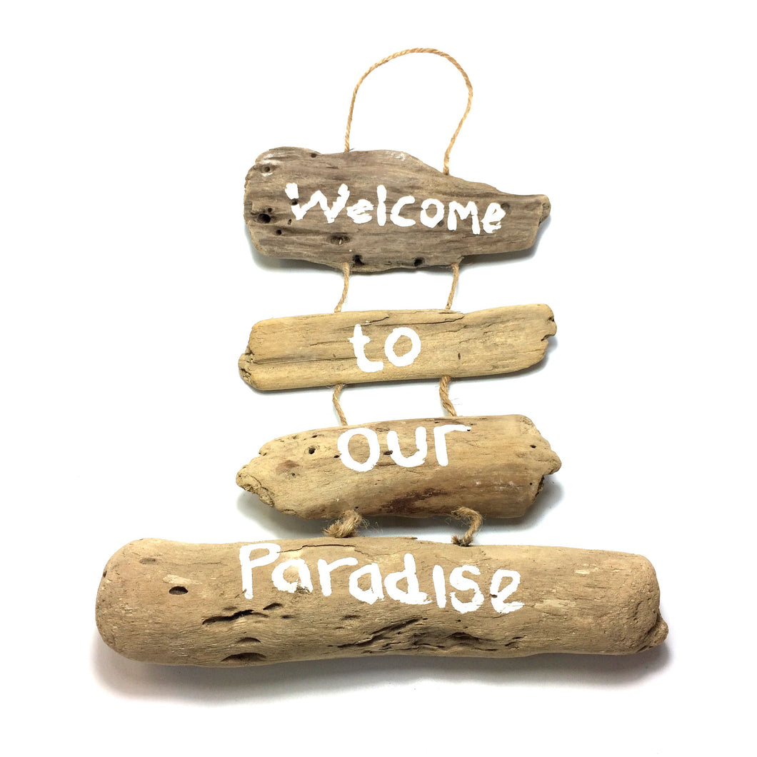 Treibholzkette „Welcome Paradise“