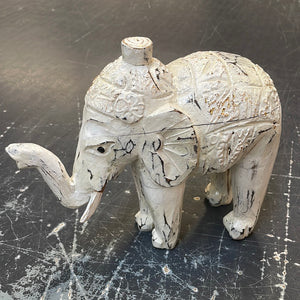 Elefant aus Holz geschnitzt weiß - 3 Größen