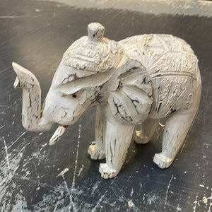 Elefant aus Holz geschnitzt weiß - 3 Größen
