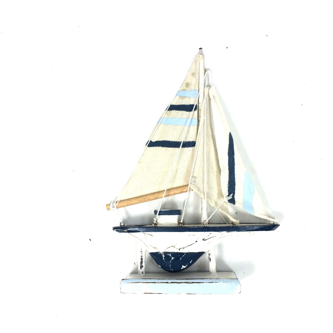 Segelboot Deko Boot maritim Weiß/Blau/Hellblau